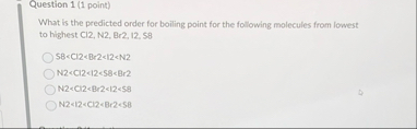 Question 1 ( 1 point ) What is the predicted