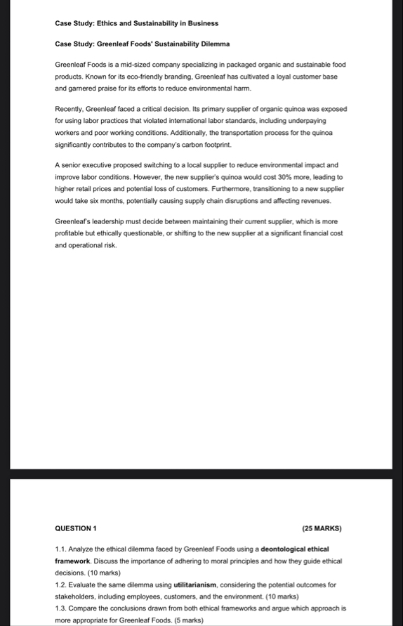 Case Study: Ethics and Sustainability in Business