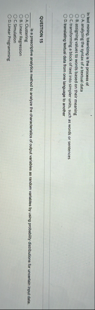 In text mining, tokenizing is the process of A