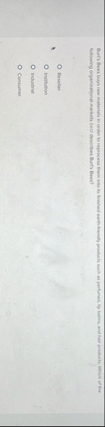 Burt's Bees buys raw materials in order to