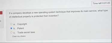 Time left 0 : 0 1 : 4 5 If a company develops a