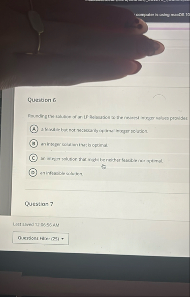 computer is using macOS 1 0 Question 6 Rounding