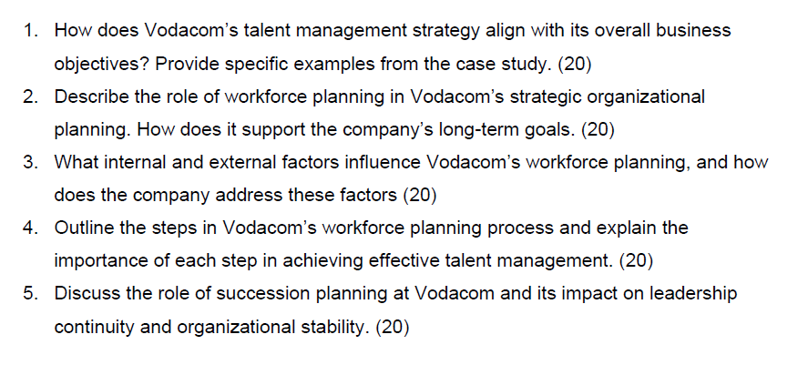 1 . How does Vodacom's talent management strategy