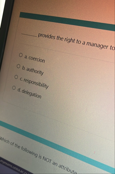 provides the right to a manager to a . coercion b