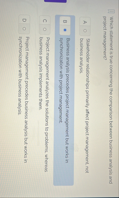 Which statement is true concerning the comparison