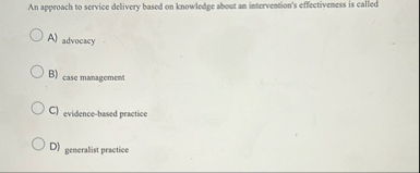An approach to service delivery based on