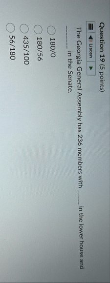 Question 1 9 ( 5 points ) The Georgia General