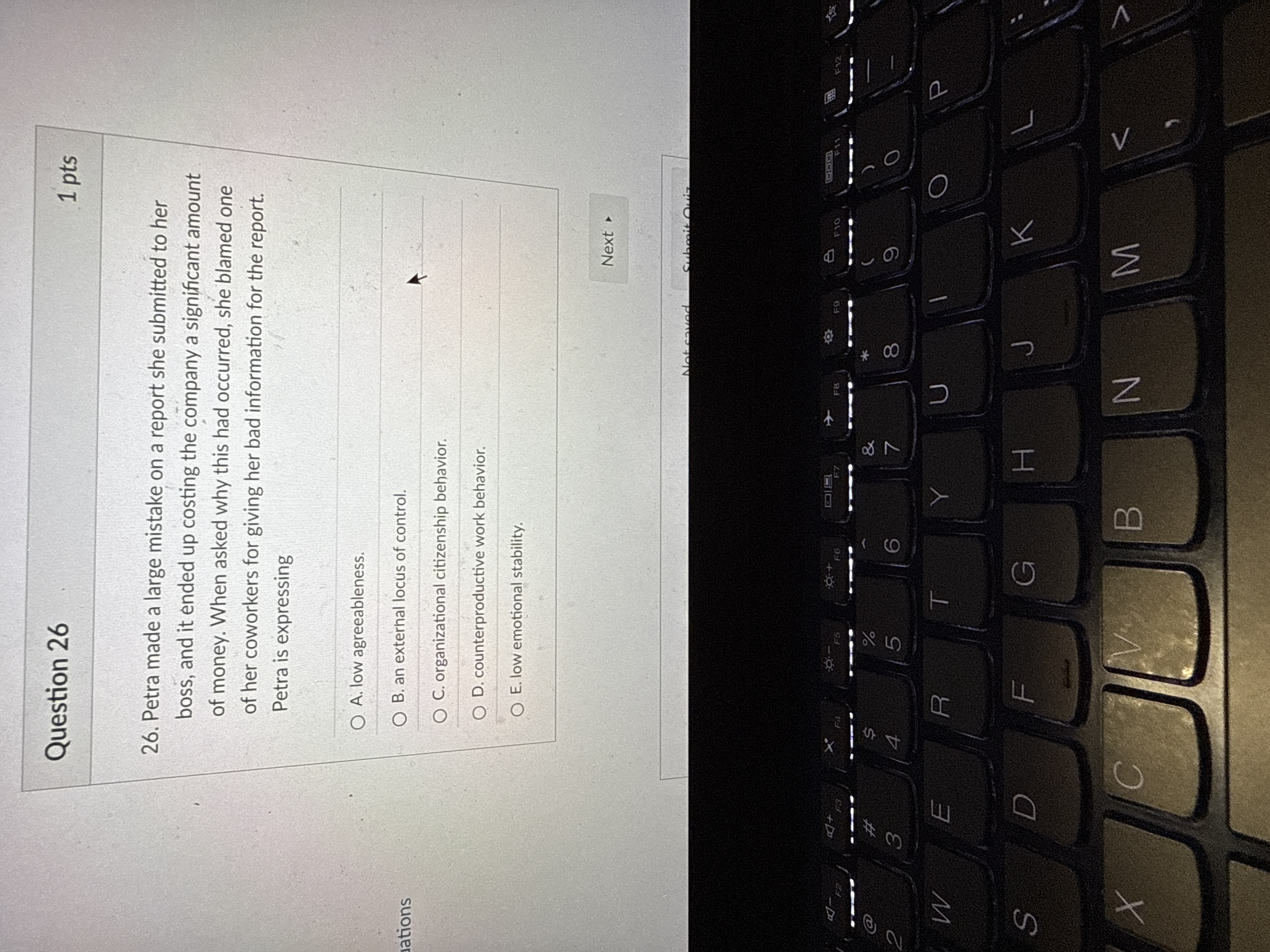 Question 2 6 1 pts 2 6 . Petra made a large