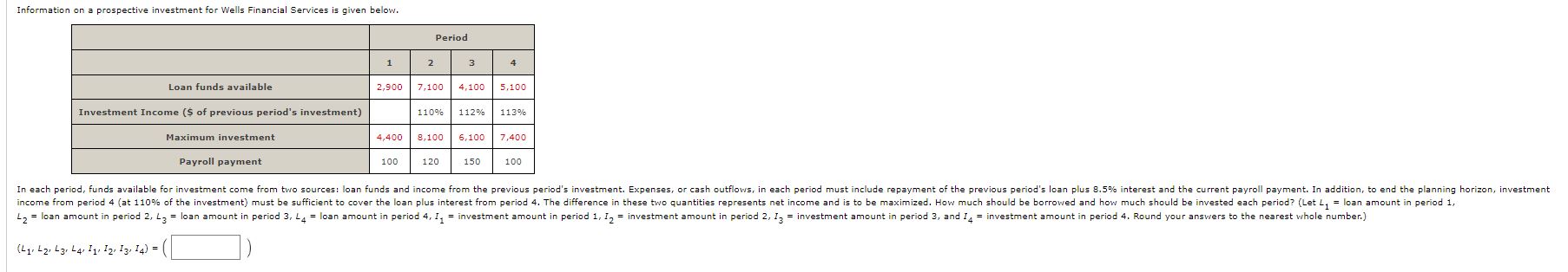 Q 1 8 Information o n a prospective investment