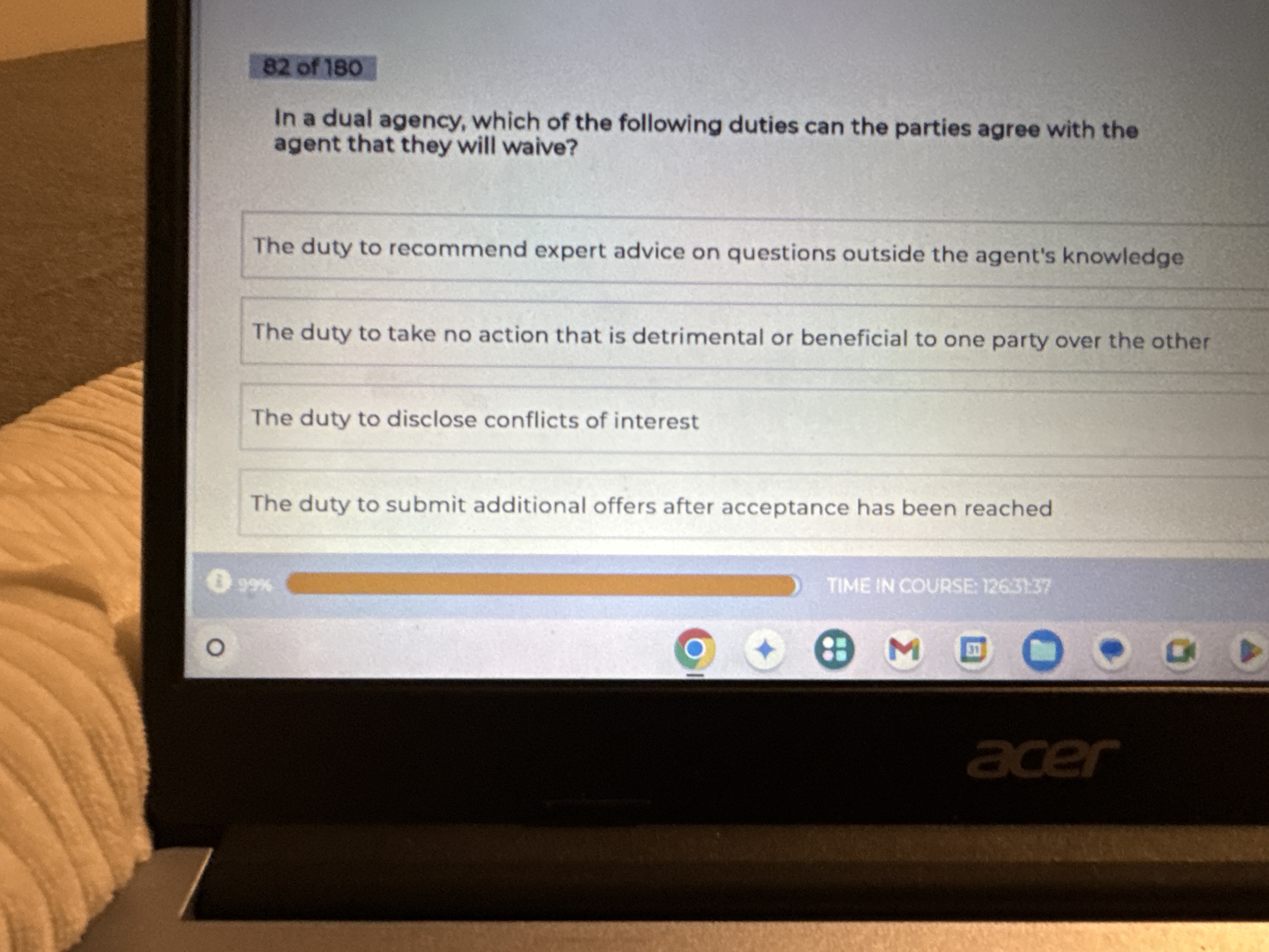 8 2 of 1 8 0 In a dual agency, which of the