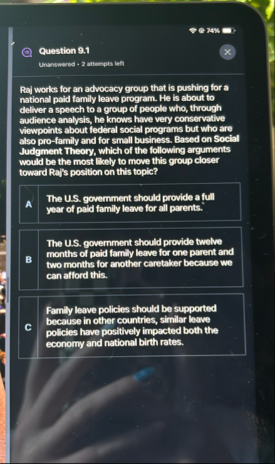 Q 7 4 % Question 9 . 1 Unanswered 2 attempts left