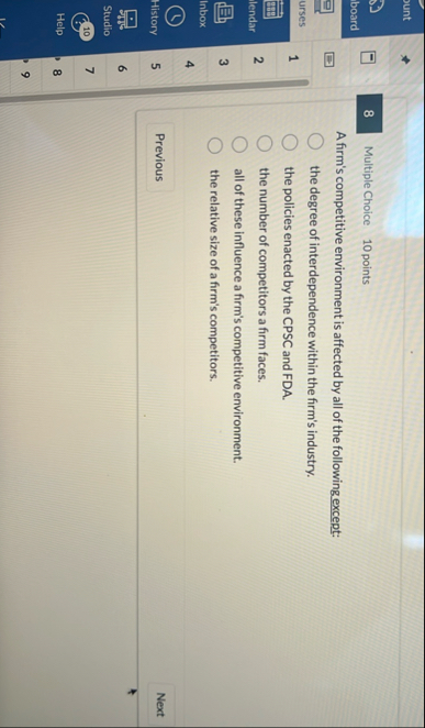 8 Multiple Choice 1 0 points board A firm's