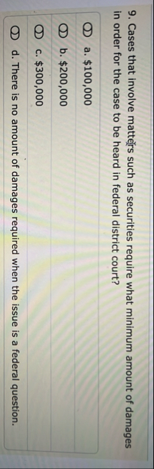 Cases that involve matters such as securities