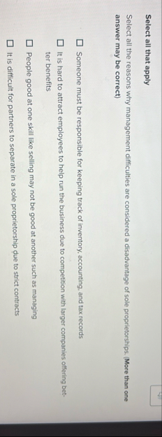 Select all that apply Select all the reasons why