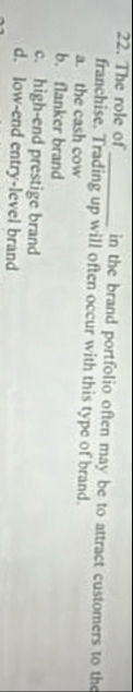 The role of _ _ _ _ _ _ in the brand portfolio