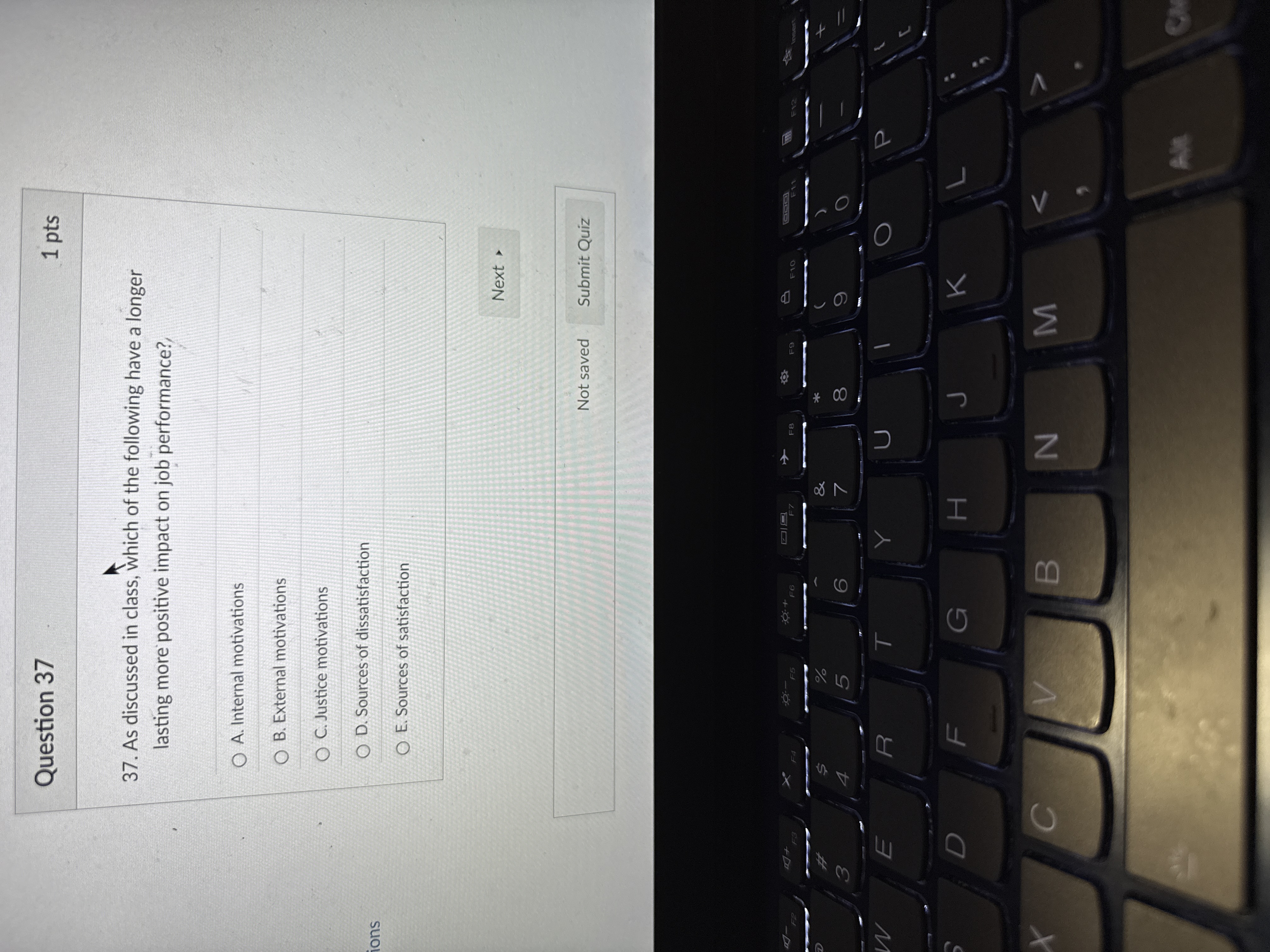 Question 3 7 3 7 . As discussed in class, which