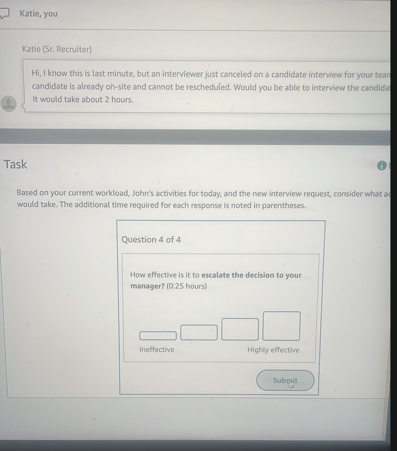 Task Based on your current workload, John's