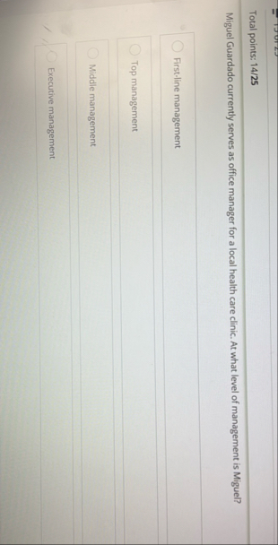 Total points: 1 4 / 2 5 Miguel Guardado currently