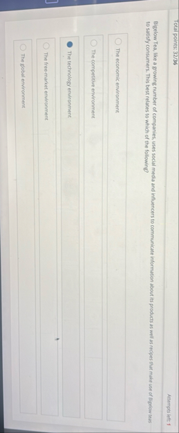 rotal points: 3 2 3 6 Attempets left: 1 Bigelow