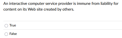 An interactive computer service provider is