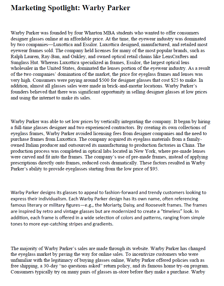 What is Warby Parker s customer value