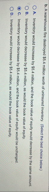 b . A warehouse fire destroyed $ 5 . 4 million