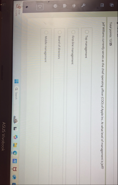 Total points: 1 2 / 2 5 Jeff Williams currently