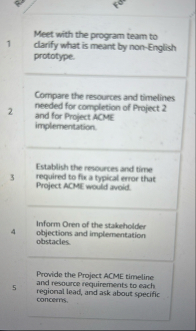 Meet with the program team to 1 clarify what is