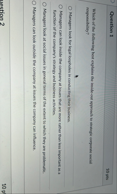 Question 1 1 0 pts Which of the following best