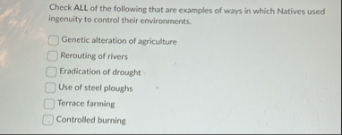 Check ALL of the following that are examples of