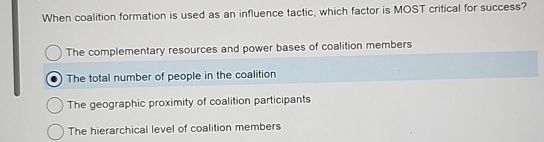 When coalition formation is used as an influence