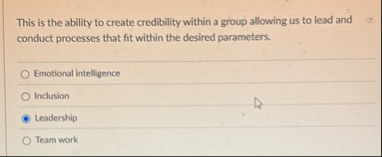 This is the ability to create credibility within