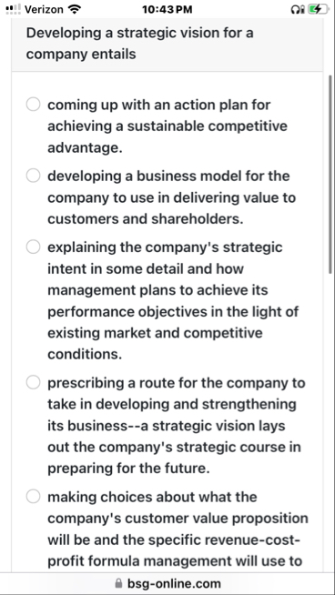 Verizon 1 0 : 4 3 PM Developing a strategic