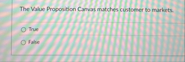 The Value Proposition Canvas matches customer to