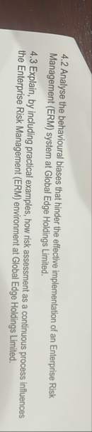4 . 2 Analyse the behavioural biases that hinder