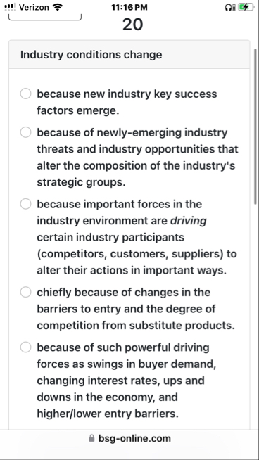 Verizon 1 1 : 1 6 PM 2 0 Industry conditions