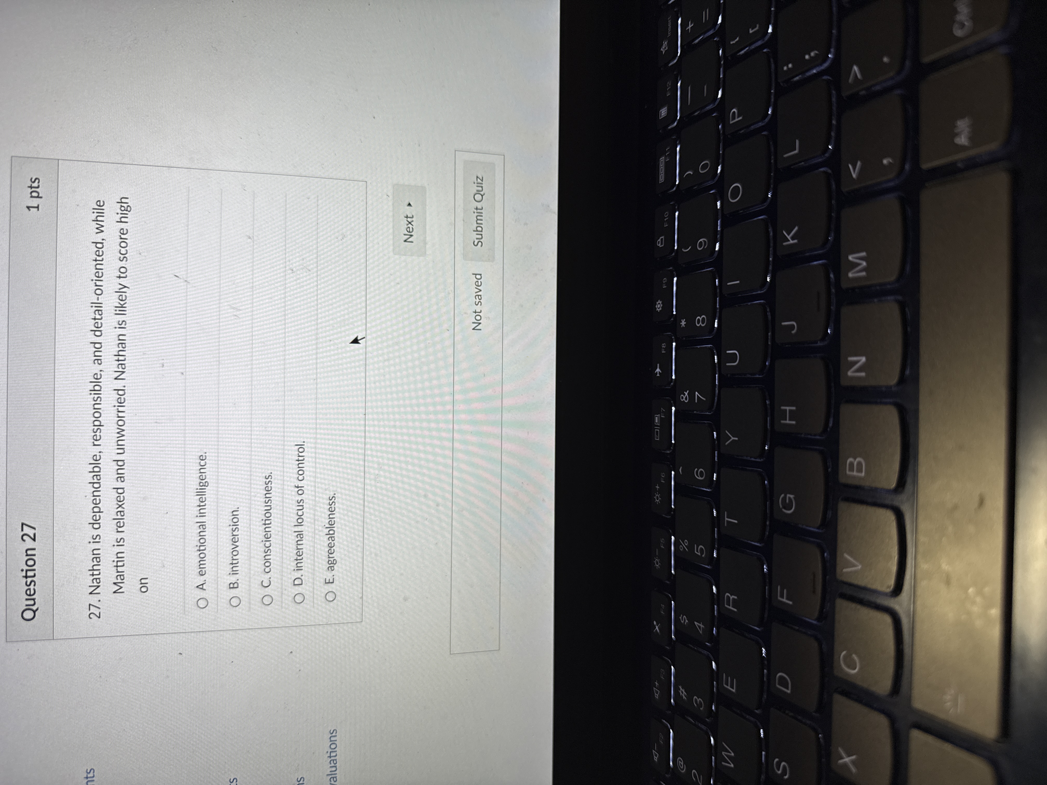 Question 2 7 2 7 . Nathan is dependable,