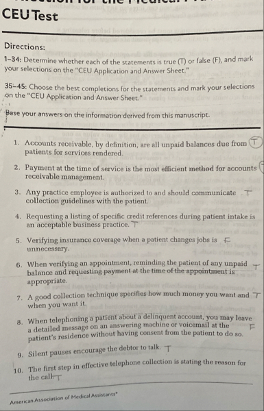 CEU Test Directions: 1 - 3 4 : Determine whether