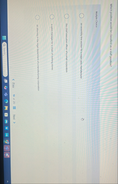 Which position would be classified as a staff