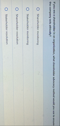 If you are a sharoholdor in an organization, what