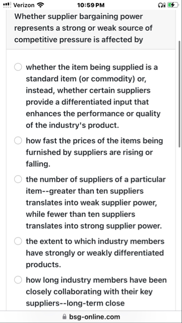 Verizon 1 0 : 5 9 PM Whether supplier bargaining