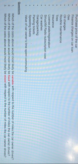 Purchase price of the car Finance charges on car