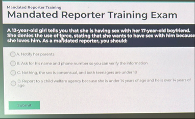 Mandated Reporter Training Mandated Reporter