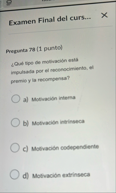 Examen Final del curs... Pregunta 7 8 ( 1 punto )