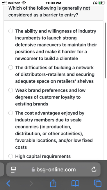 Verizon 1 1 : 0 3 PM Which of the following is