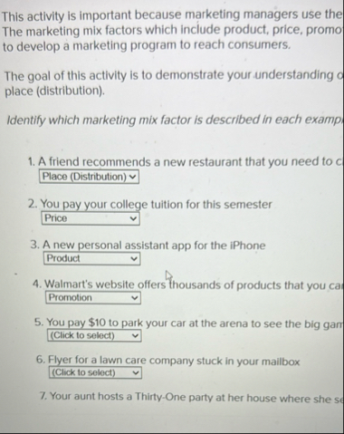 This activity is important because marketing