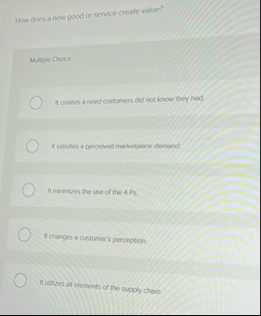 How does a new good or service create value?