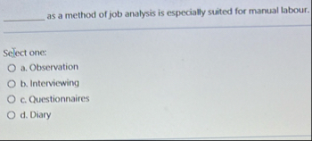 as a method of job analysis is especially suited
