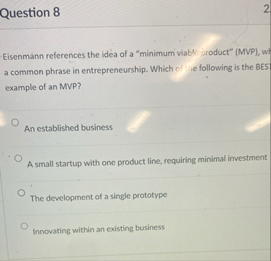 Question 8 Eisenmann references the idea of a