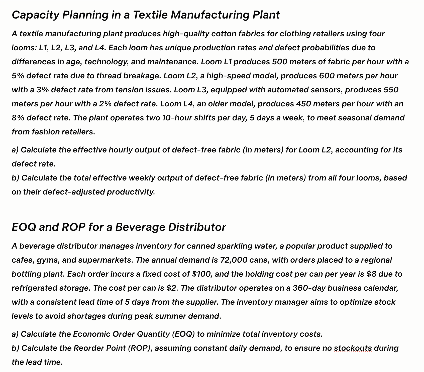 Capacity Planning in a Textile Manufacturing